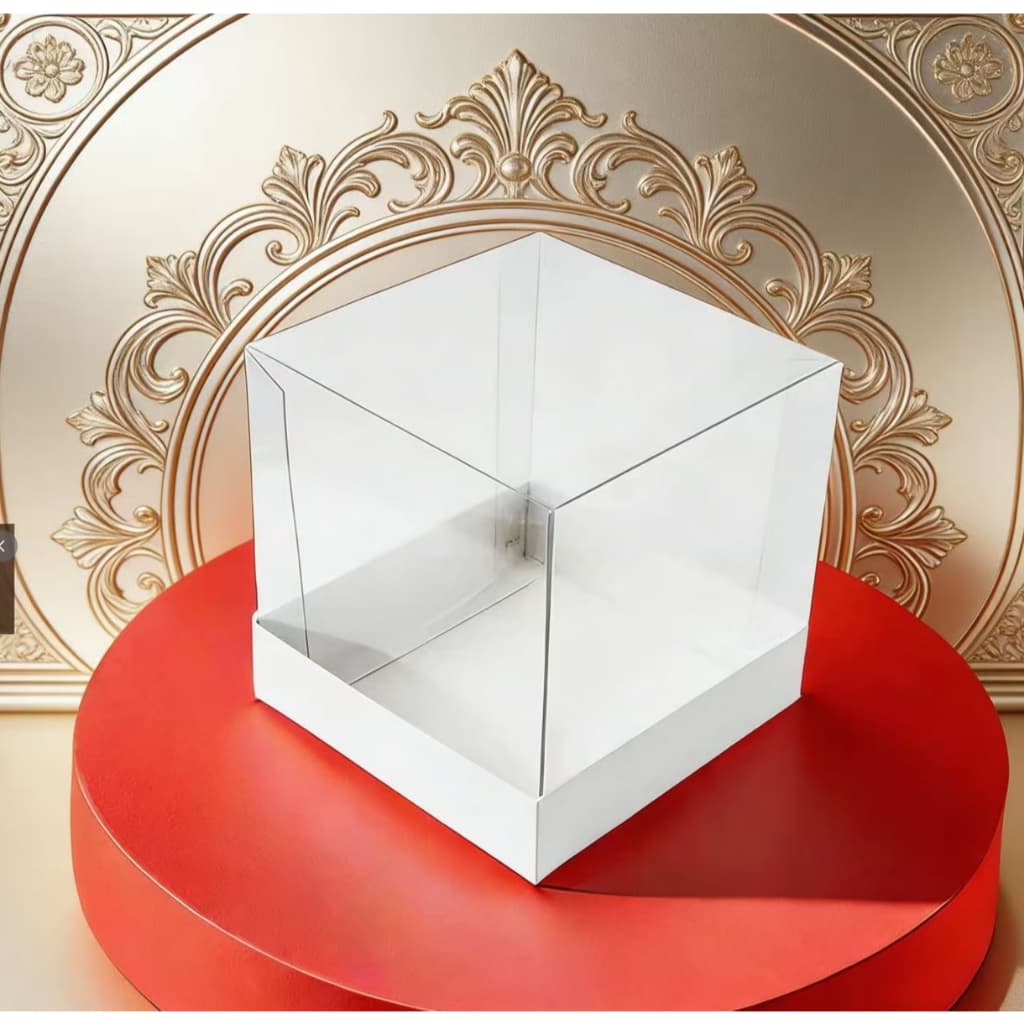Caixas para Bolo 15x15x15 com Tampa de Acetato Branco | Kit 10 a 40 Unidades