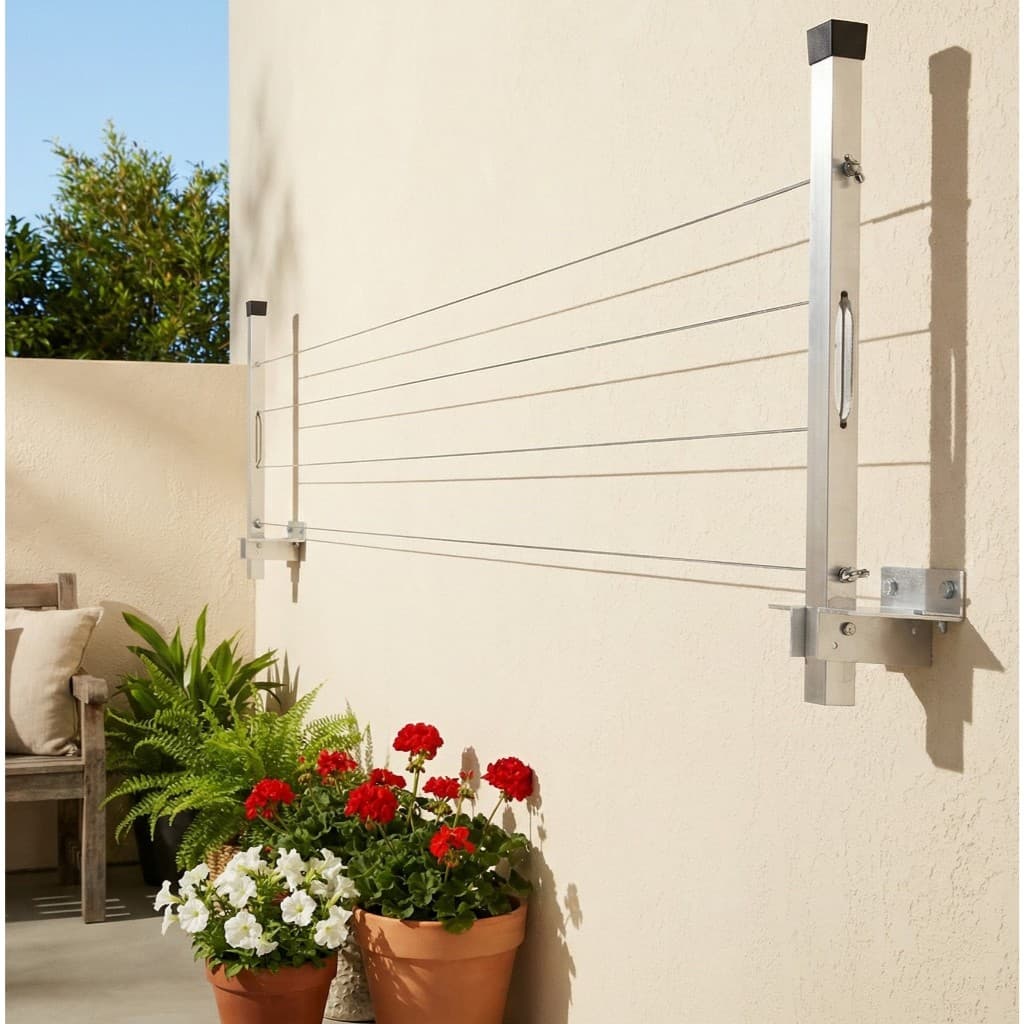 Varal de Parede Dobrável Retrátil 80kg Alumínio