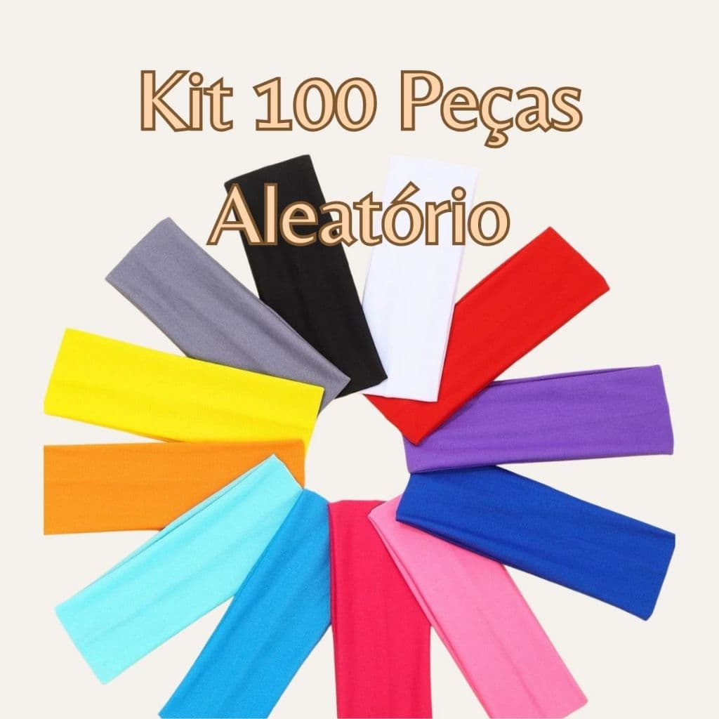 Kit 100 Faixas De Cabelo Premium Esporte Yoga Turbante Colorido Confortável