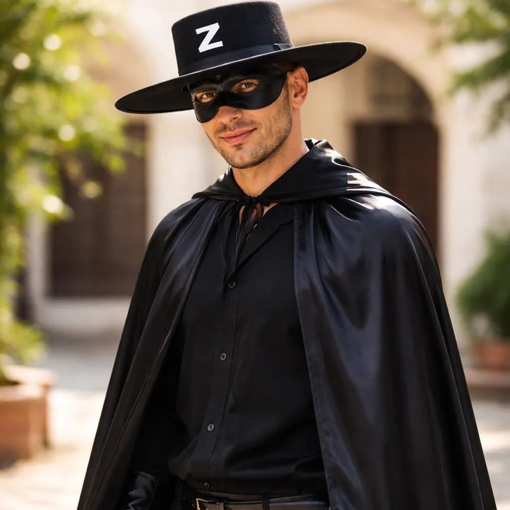 Fantasia Zorro Capa, Chapéu E Máscara Feminino/masculino 3pç Adulto