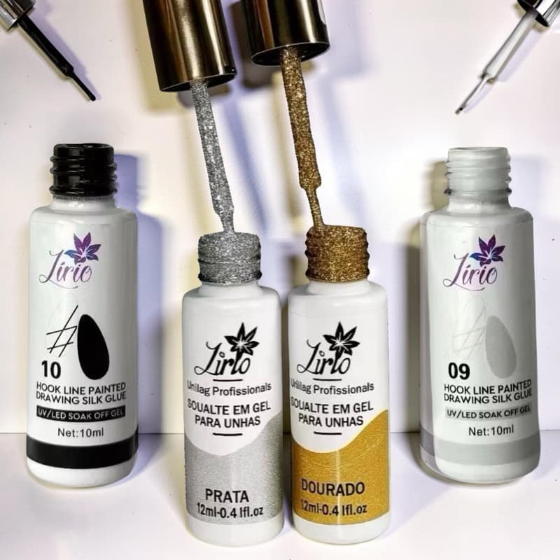 Kit 4 Esmalte Em Gel Ponta Fina 12 ml Para Unhas Nail Art Gel