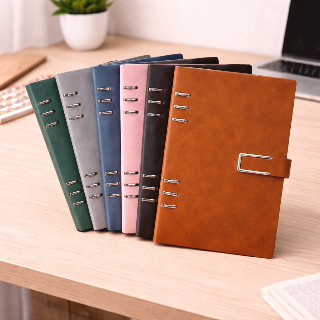 Caderno Fichário A5 6 Argolas 119 Folhas Reposicionáveis com Fecho Imantado Caderno Elegante Escola Escritório