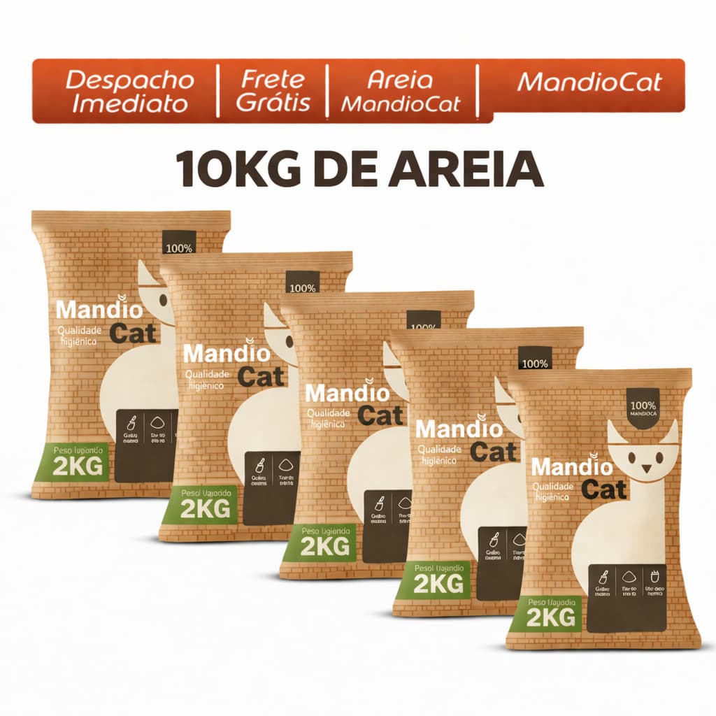 Kit 5 Areia Sanitária De Mandioca Granulado Para Gatos Biodegradável MAIS BARATA