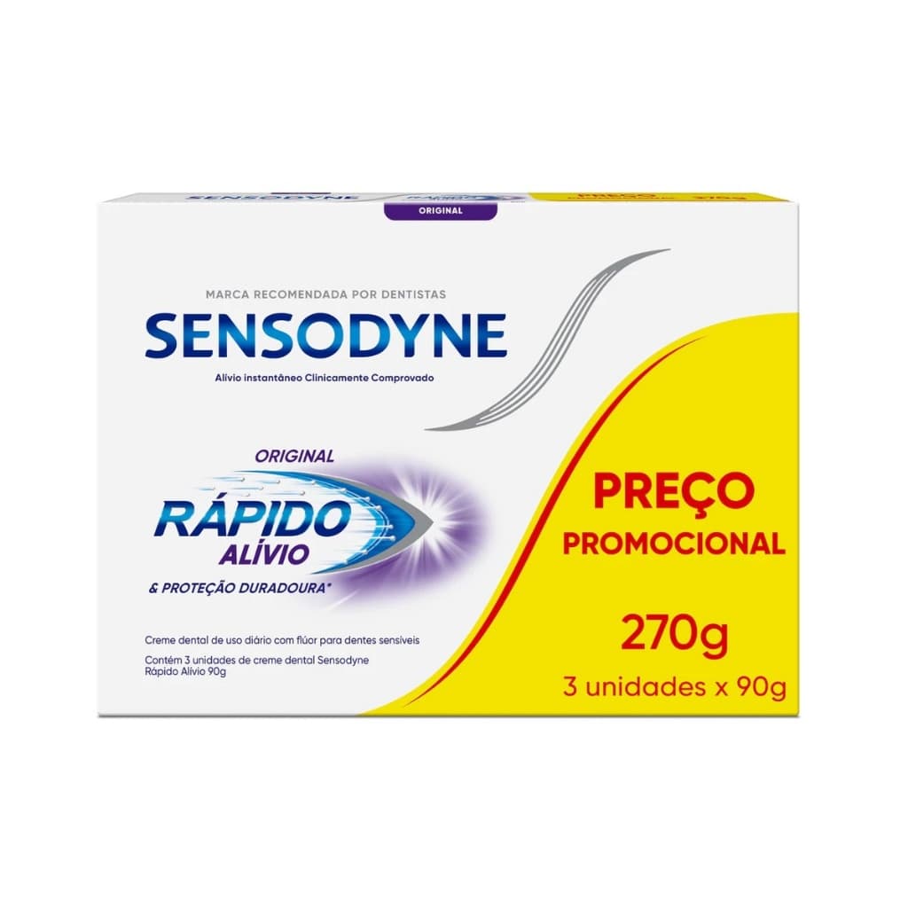 Creme Dental Sensodyne Rápido Alívio 3Un De 90g