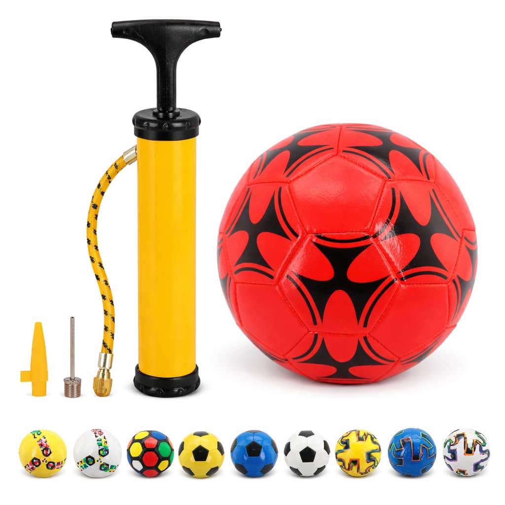 Bola de Futebol e Bomba de Ar Inflador Manual Portátil Alta Resistência Esportivo