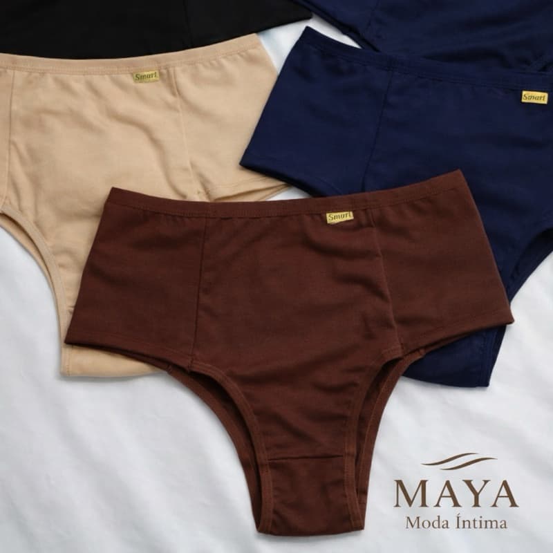 Kit 6 Calcinha Pala Dupla Segura Barriga Cós Alto Microfibra Conforto