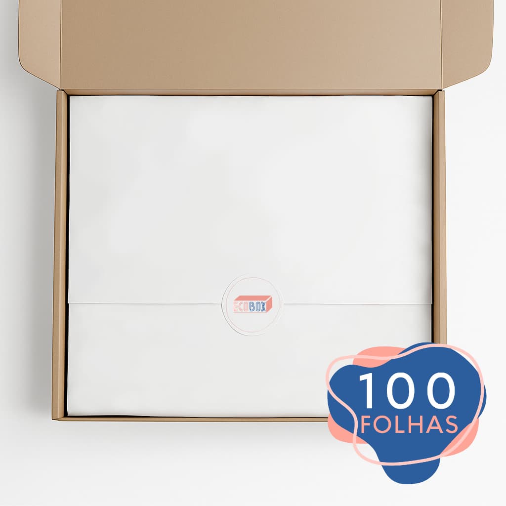Papel de Seda Branco Premium 30x70cm | 100 Folhas Para Embalagens Sapatos Presentes e Roupas