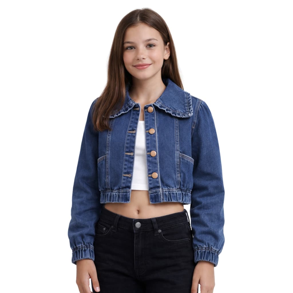 Jaqueta jeans feminina menina Infantil lycra Casaco Blusa de Frio