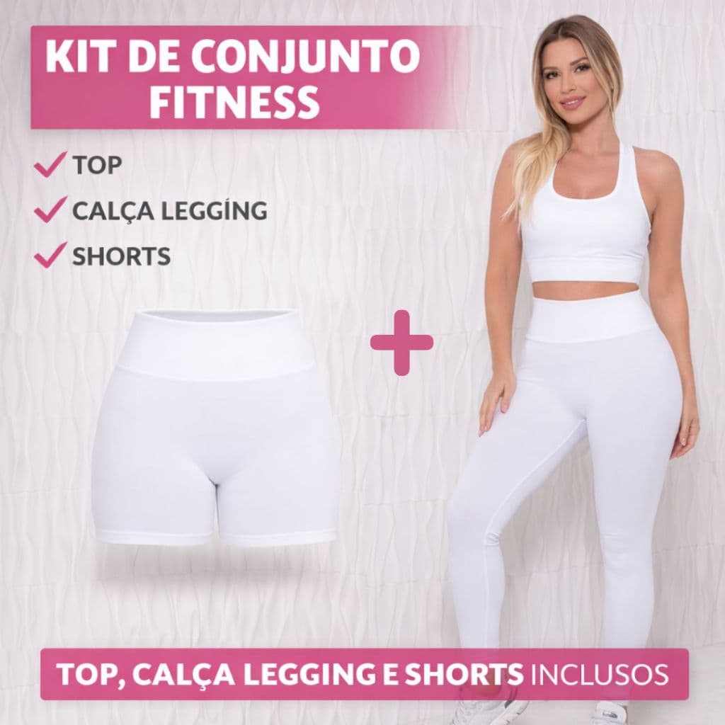 Roupa de Academia Feminina Fitness Legging Top Shorts Cintura Alta Esportivo Conjunto ou Individuais