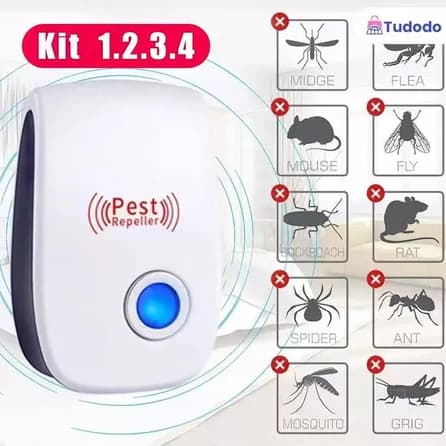 KIT4/3/2/1 Repelente Eletrônico Ultrassônico Mosca Pernilongos Baratas Morcegos repele e Espanta Ratos bivolt lmcomercia