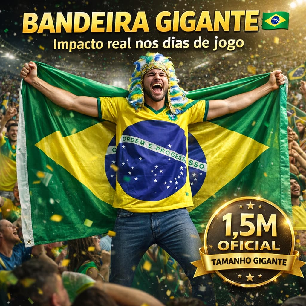 Bandeira do Brasil Gigante 1,5m Copa do Mundo Grande Torcida Futebol Tecido Resistente Oficial 🇧🇷