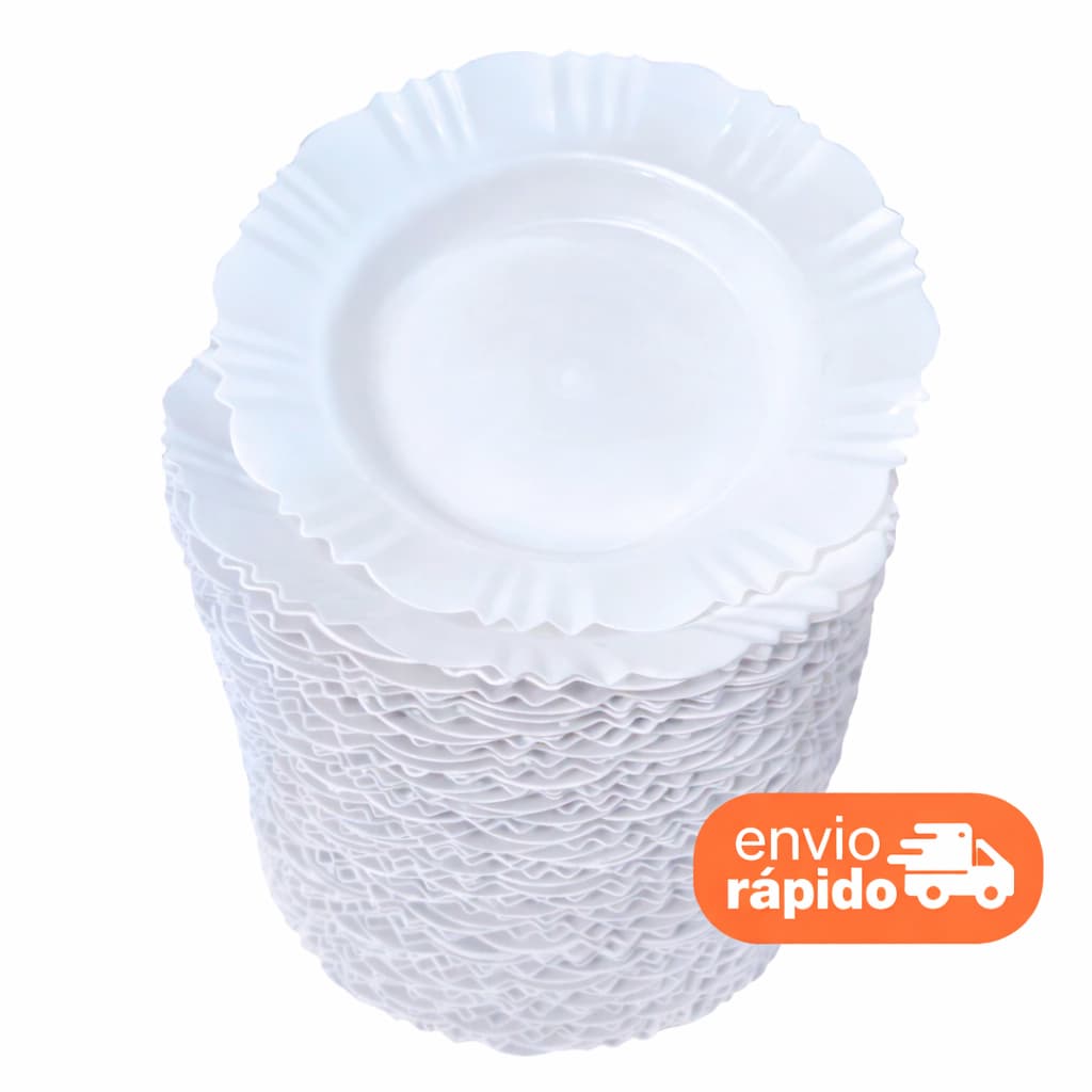 Kit até 200 Prato Fundo com Borda Branco Refeição Churrasco Festa Pratos Plastico