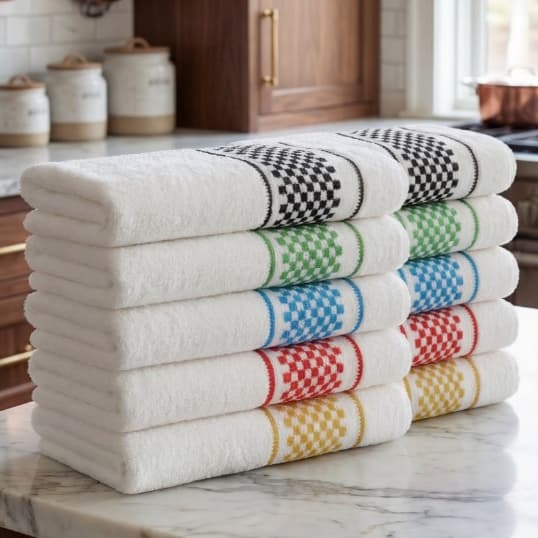 Kit 10 Panos de Prato Atoalhado Copa Felpuda Jacquard 45x70 Algodão