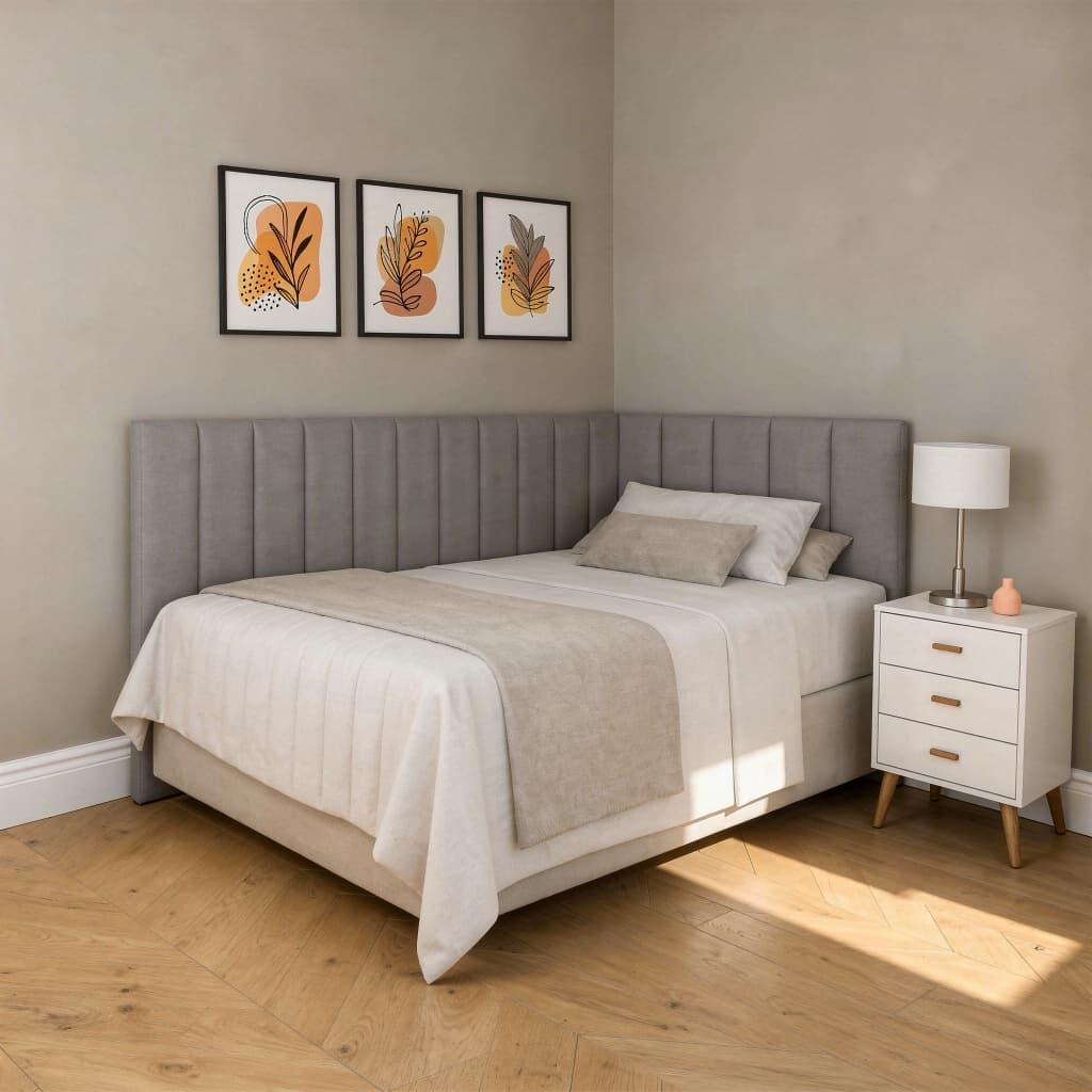 Cabeceira de Cama Box Formato em L Kit 45x20cm Retangular Estofada