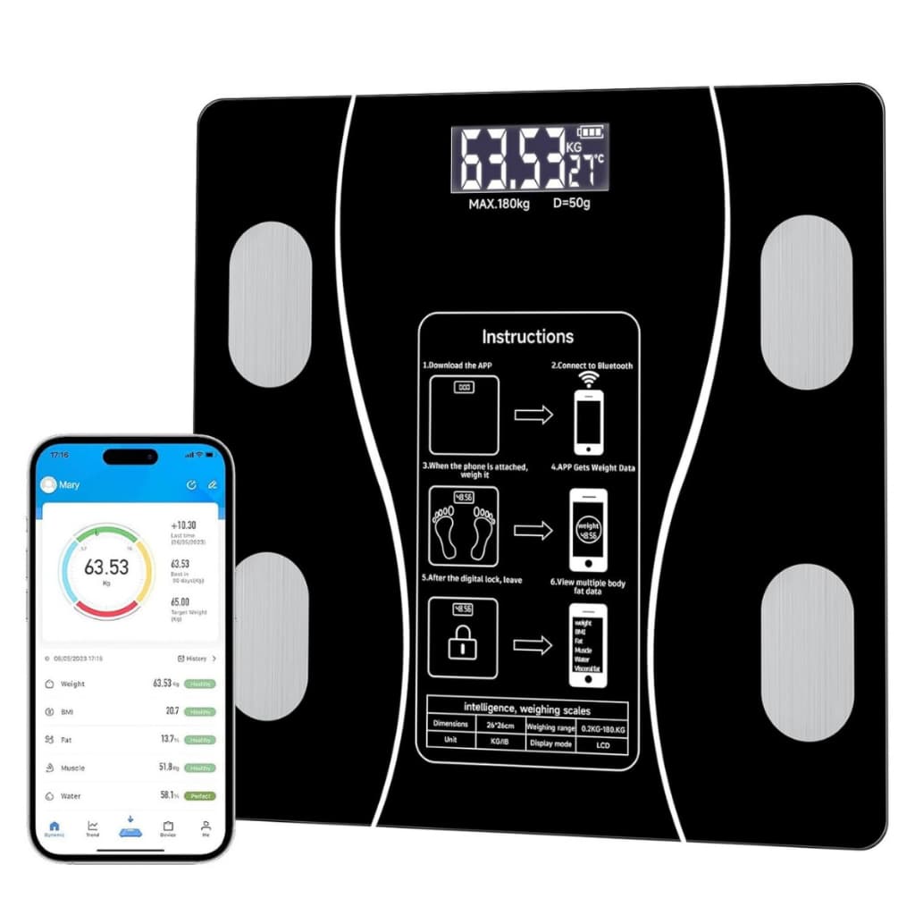 Balança Bioimpedância Digital lmc Aplicativo Bluetooth, Fitness Treino 180kg Profissional