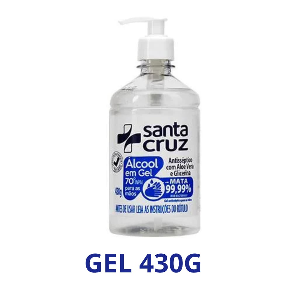 alcool gel 430g  contra bacterias e germes