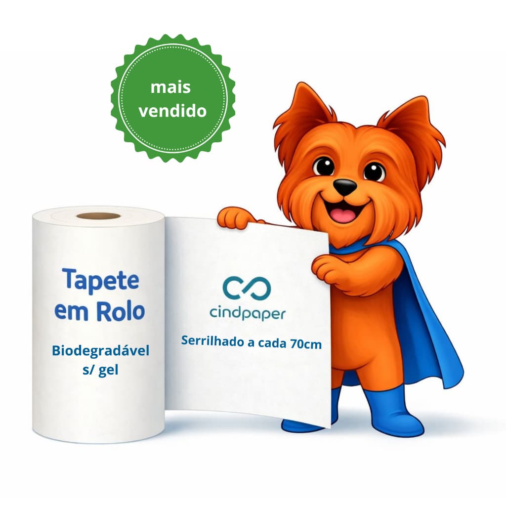 Tapete Higiênico Biodegradável para Cães – Alta Absorção – Cindpaper em Rolo 7 ou 14m