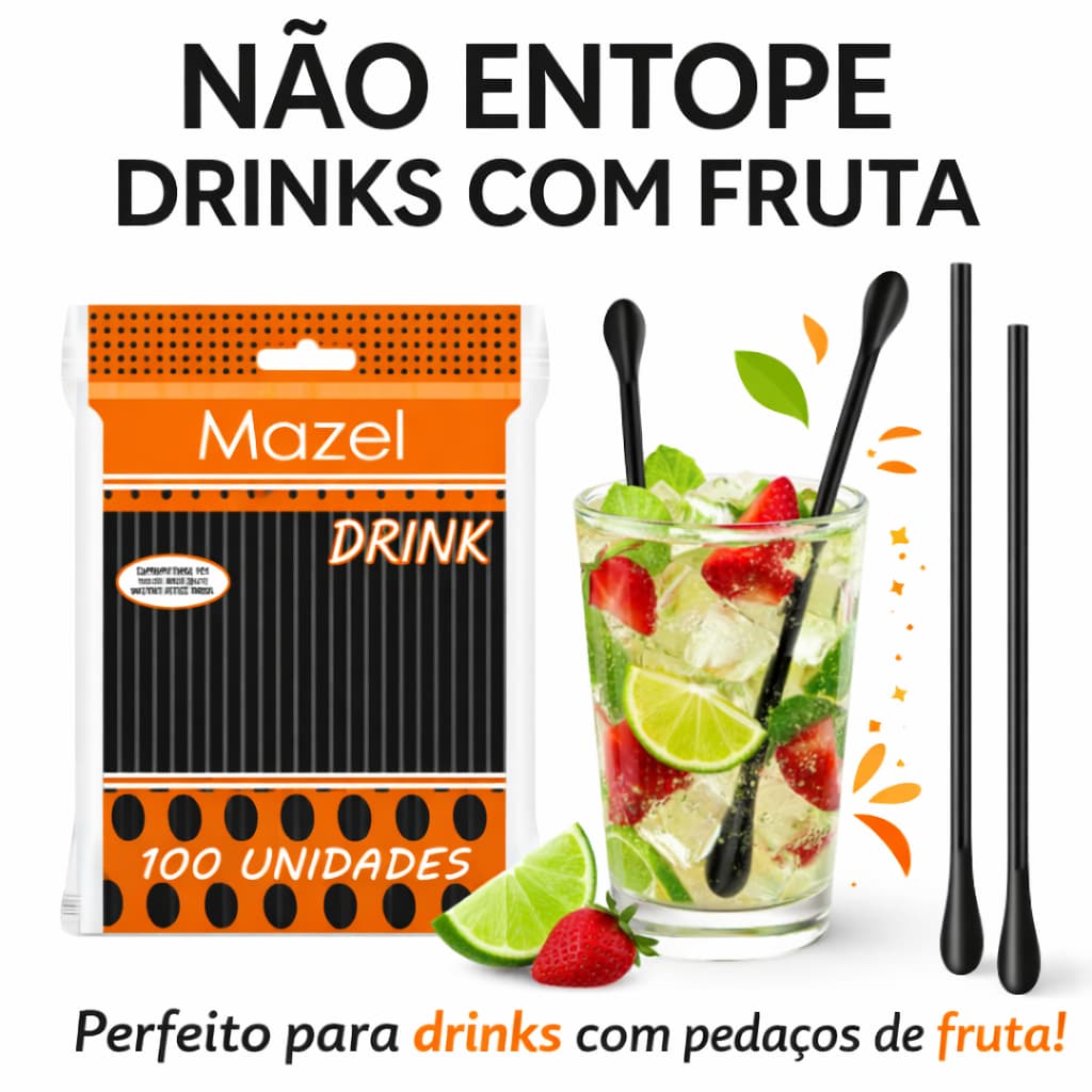 Canudo Mexedor Preto Para Drinks Batidas Caipirinha Bar Festa Eventos Casamentos Formaturas 15 Anos