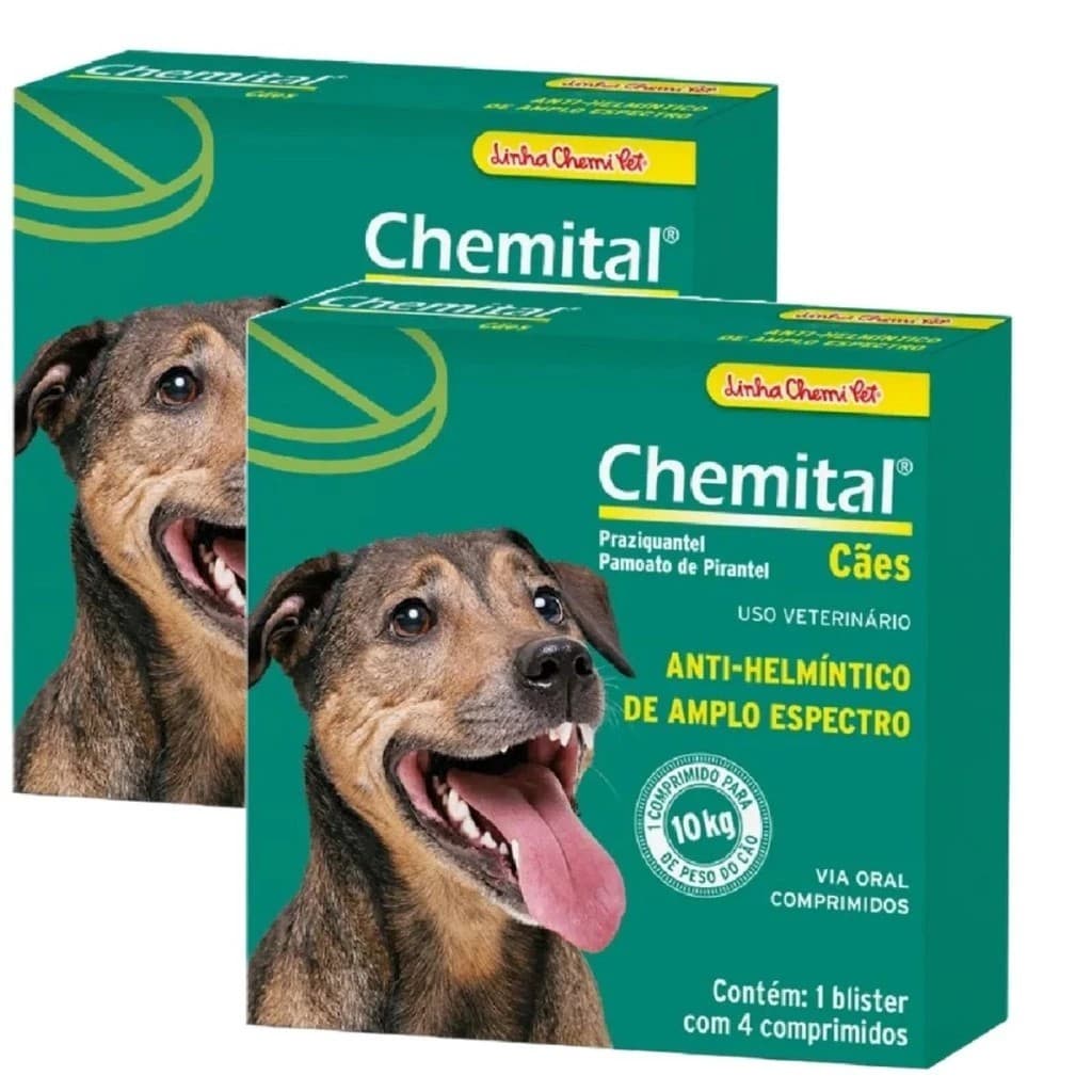 Kit 2 Vermífugo Chemitec Chemital para Cães - 4 Comprimidos