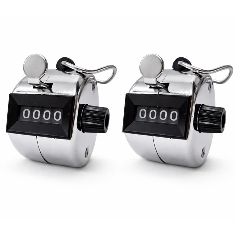 Kit 2 Contador Manual 4 Dígitos Estatístico Analógico Contador de Volumes de Pessoas Inox