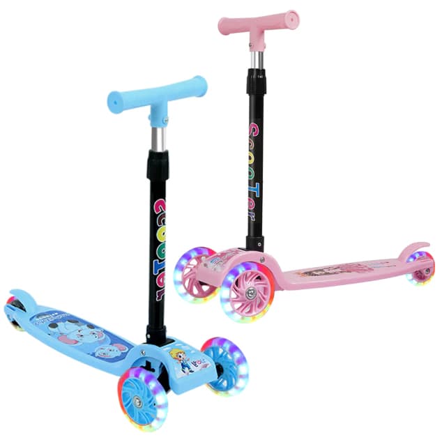 Patinete Infantil 3 Rodas De Led Luz Acende Dobrável Scooter Criança Menina Menino