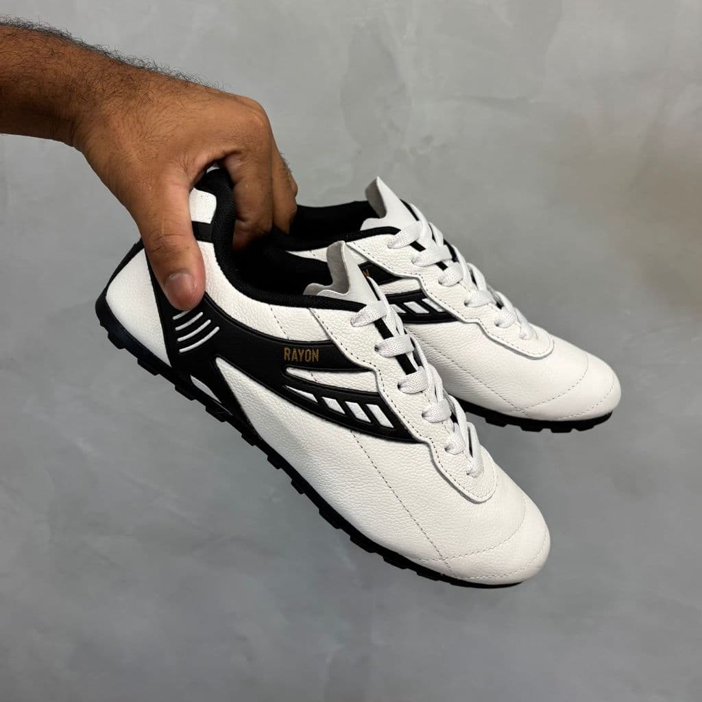 Chuteira Society Rayon Original em Couro Legitimo Resistente Colada e Costurada Masculino Unissex