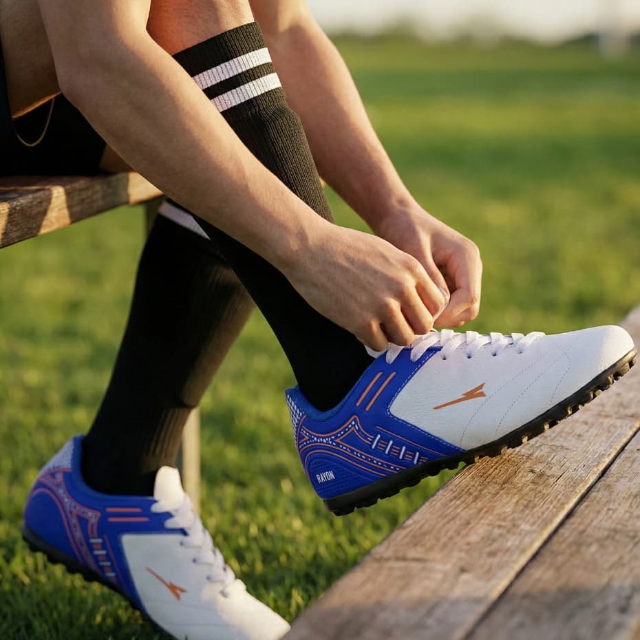 Chuteira Masculino em Couro Legitimo Rayon Original Society pra Campo Sintético Sola em Borracha