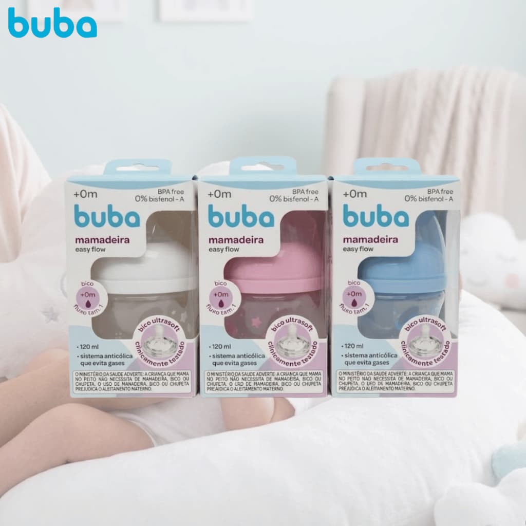 Mamadeira Infantil De 120ml Buba Anticólica Antivazamento