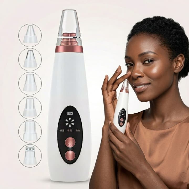 Limpador Facial Elétrico com Display Digital USB e 6 Pontas de Limpeza Onelife