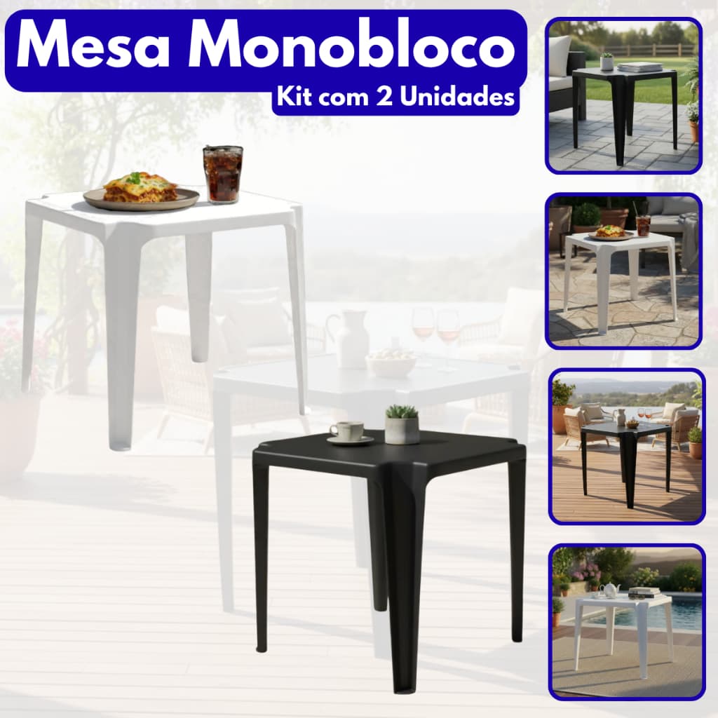 Mesa De Plástico Quadrada Monobloco Tipo Tramontina Festa Bar Igreja Jardim Praia Piscina Chácara