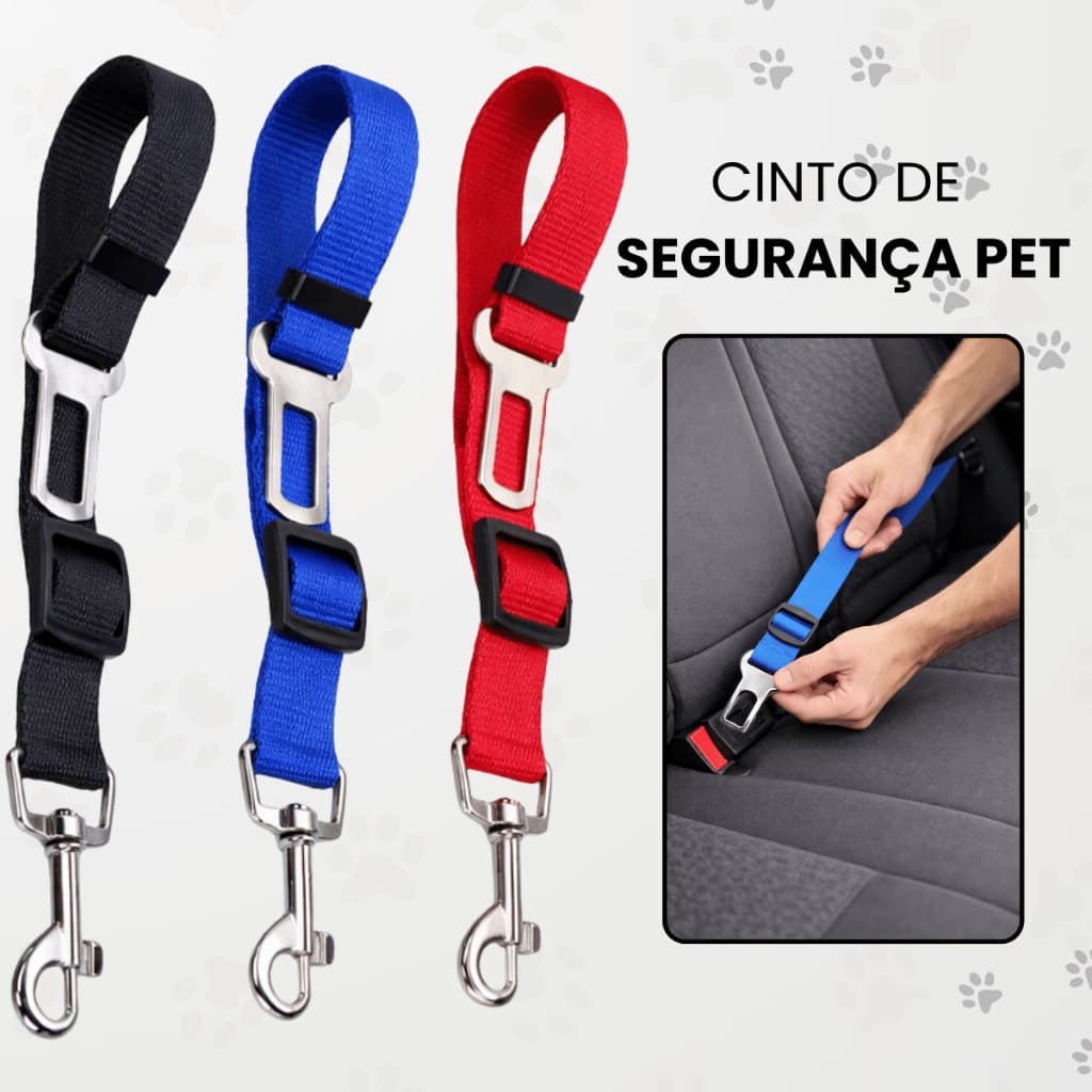 Cinto Segurança Pet Fita Nylon Reforçada Animais de Estimação Carro Ajuste Universal