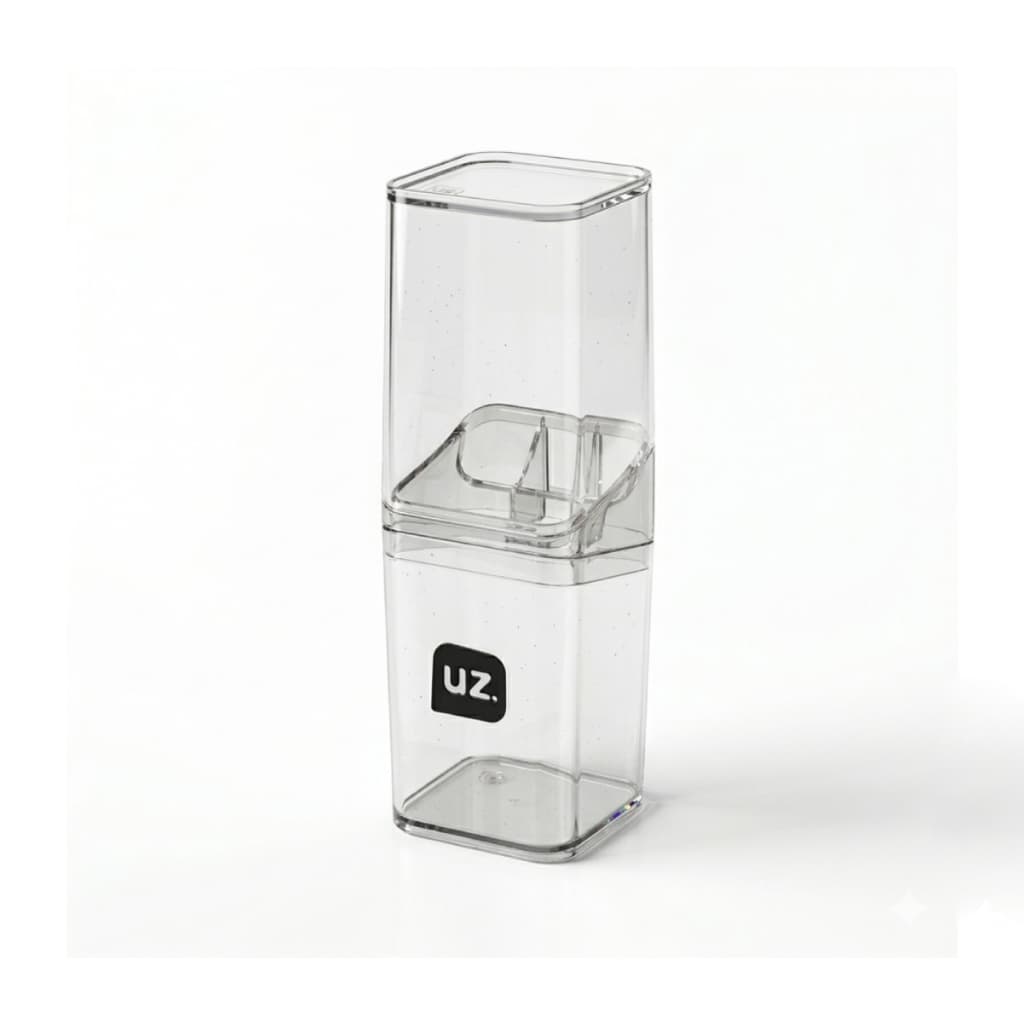 Porta Escova De Dentes Com Tampa e Divisórias Pia Banheiro UZ Utilidades