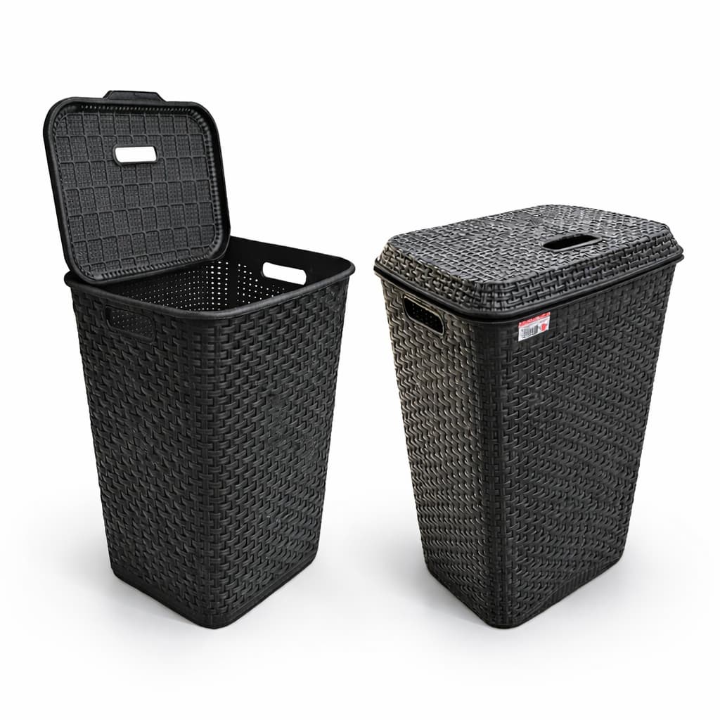 Cesto Roupa Suja 72 Litros Tampa Plástico Reforçado Grande Lavanderia Banheiro Organizador