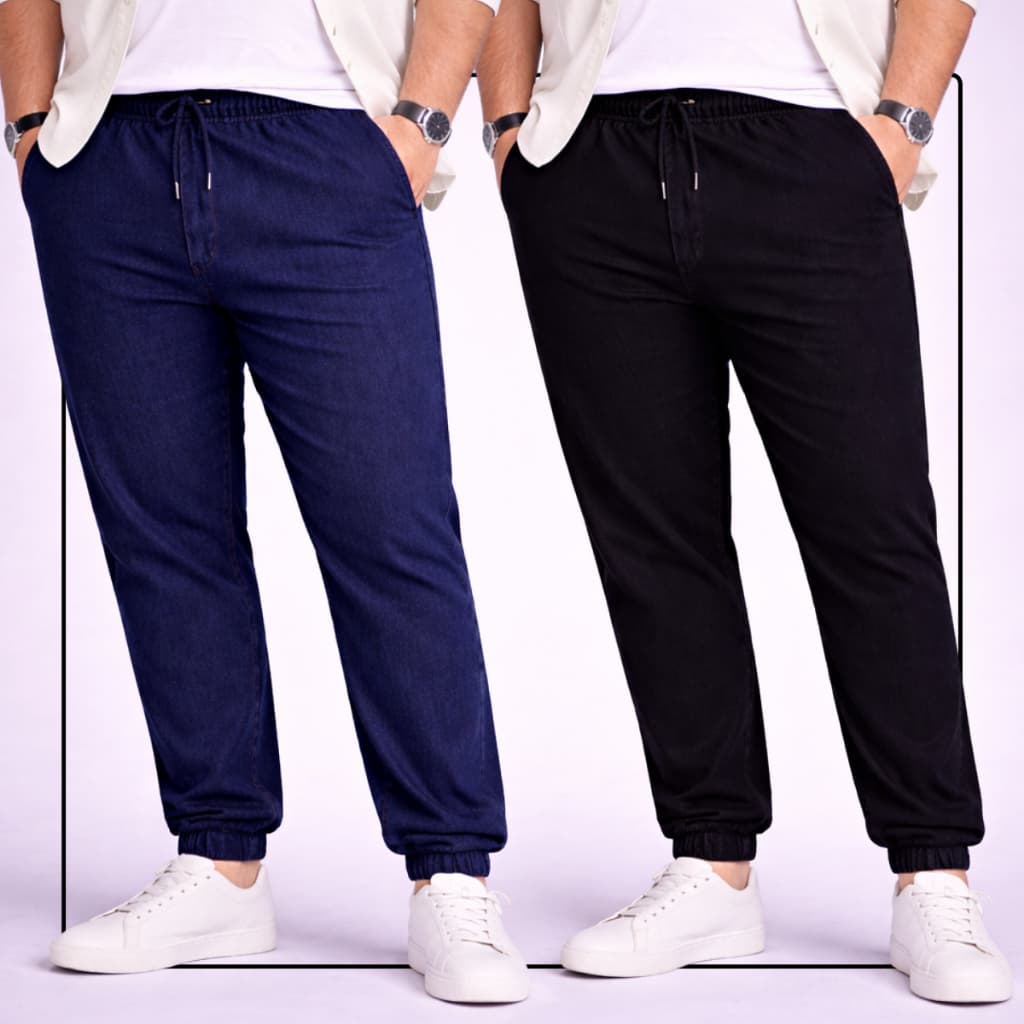 Kit 2 Calça Plus Size Jogger Masculina Sarja Extra Grande
