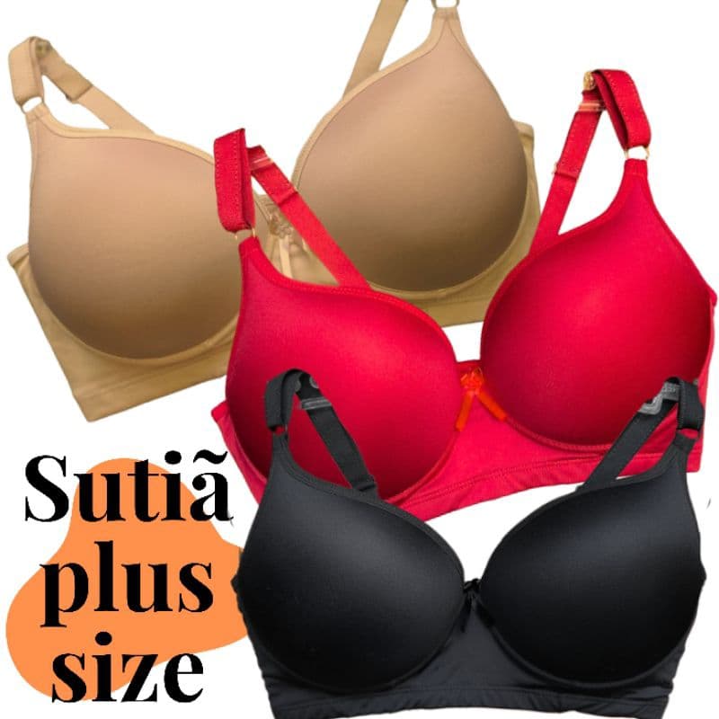 Kit 2/3 ou 5 Sutiã Plus Size Com Bojo Reforçado Microfibra Confortável Lingerie Feminina Promoção