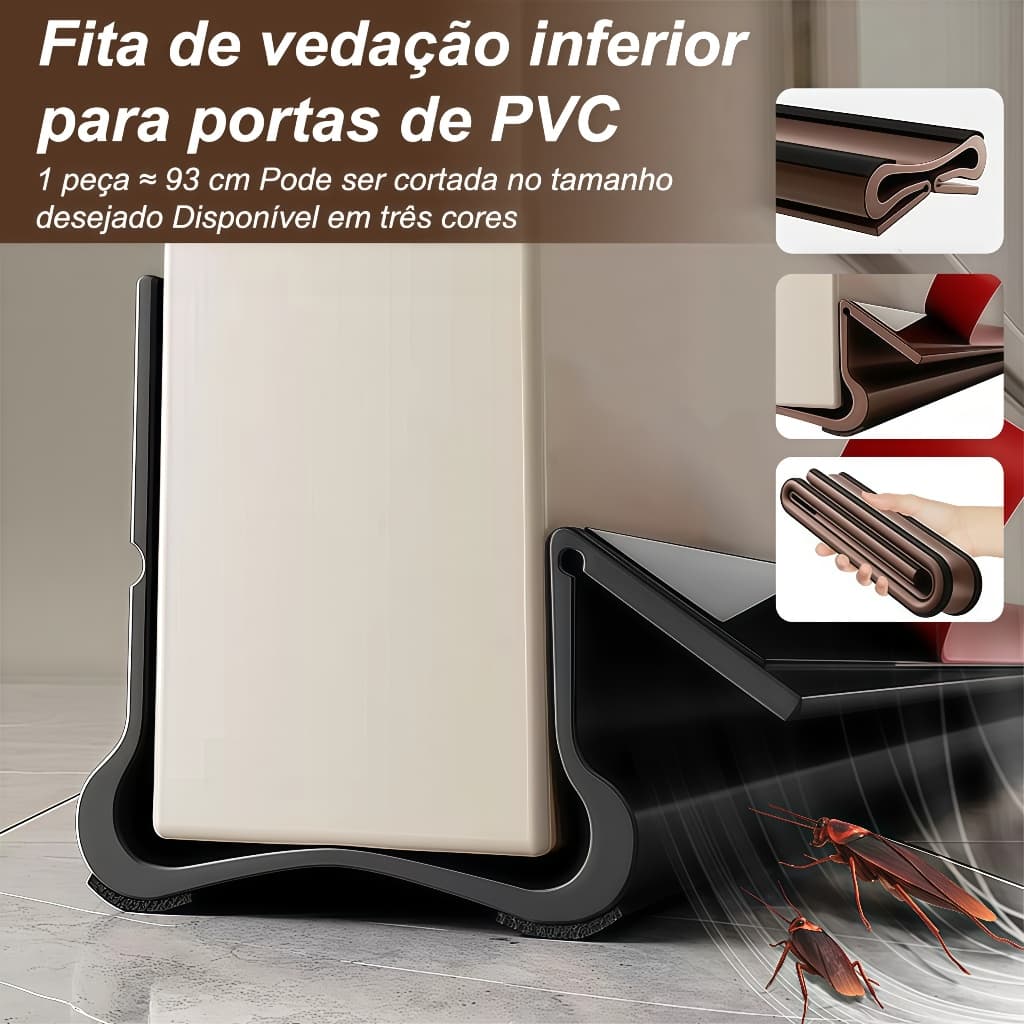 Vedação Inferior Flexível Em PVC Para Portas De Inverno Prova De Vento Frio E Insetos