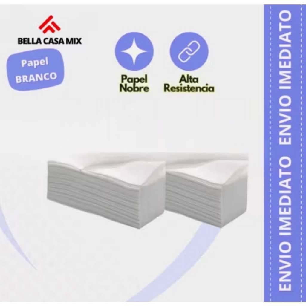 Papel Toalha Interfolha Branco Premium 20x20Cm C/1.000 Folhas Por Pacote Multi-uso MarchPel