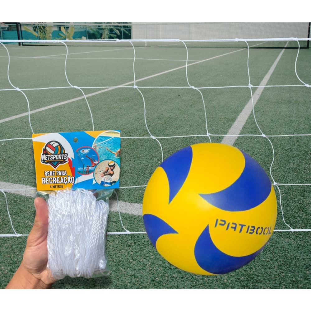 Rede de volei 4 metros + Bola de praia (Praia, parque piscina)