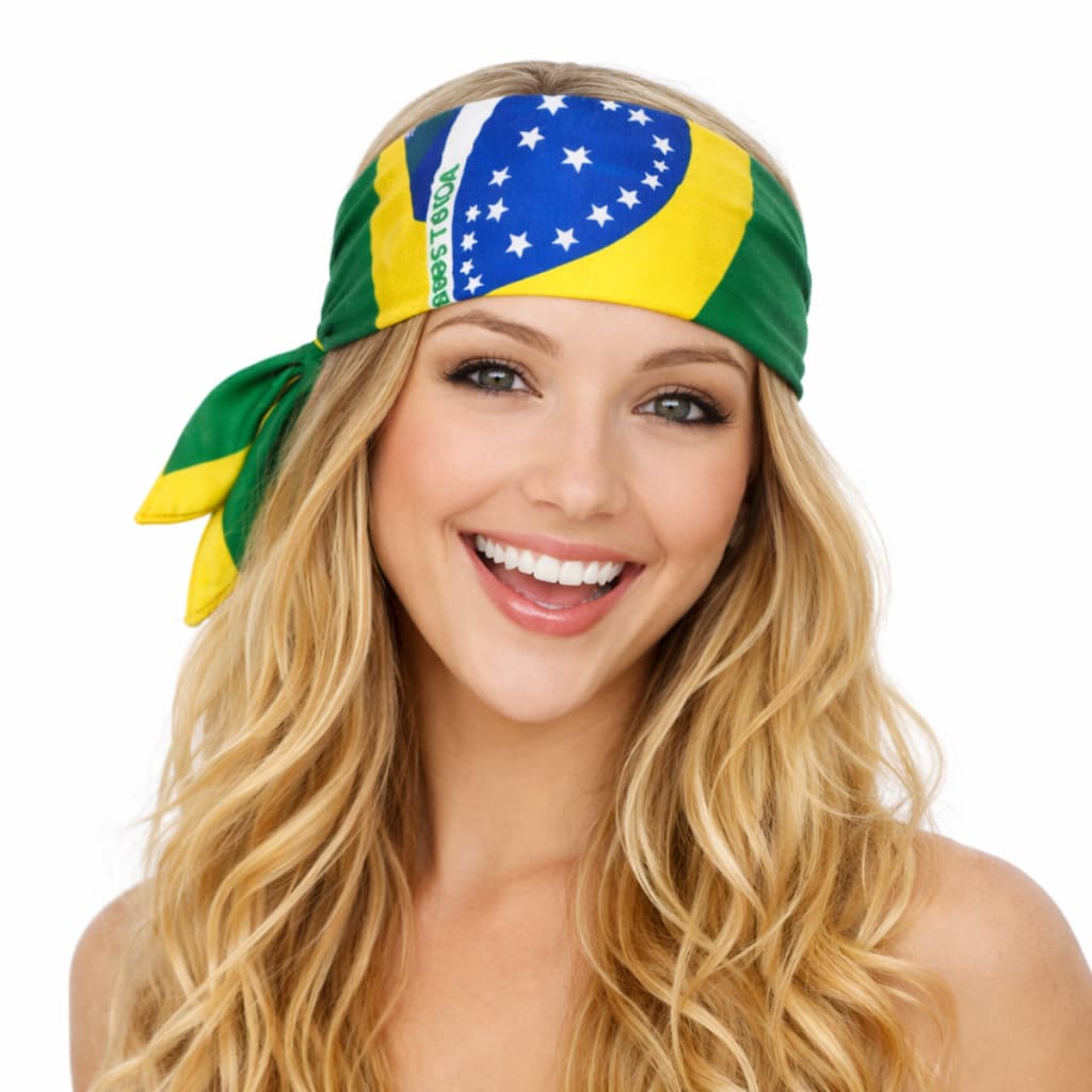 Lenço Bandana Bandeira do Brasil Algodão Copa do Mundo Jogo Seleção Unissex Torcedor Torcida Infantil Acessório Futebol