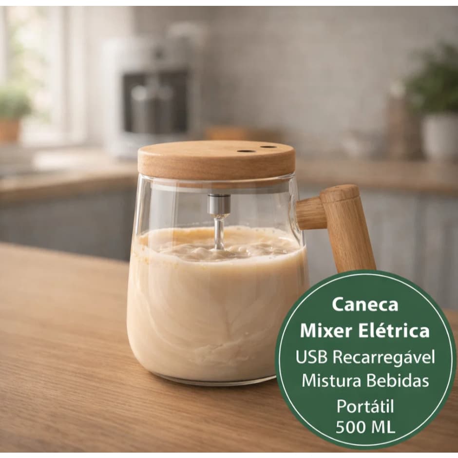 Kit até 2 Canecas Mixer Automática Elétrica USB Recarregável Mistura Bebidas Quentes Frias Portátil