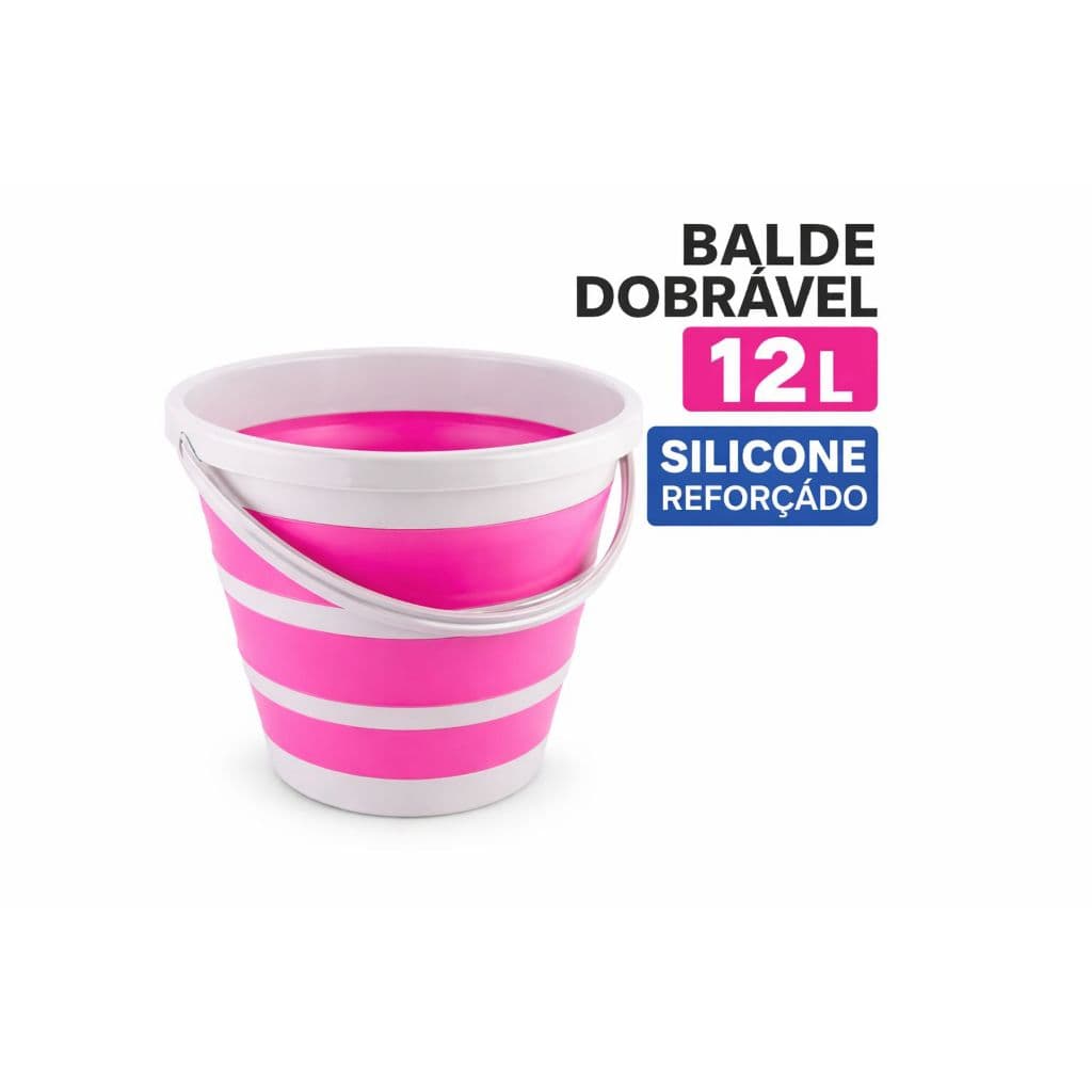 Balde Dobrável Retrátil 10L e12 L Silicone Reforçado Multiuso Resistente