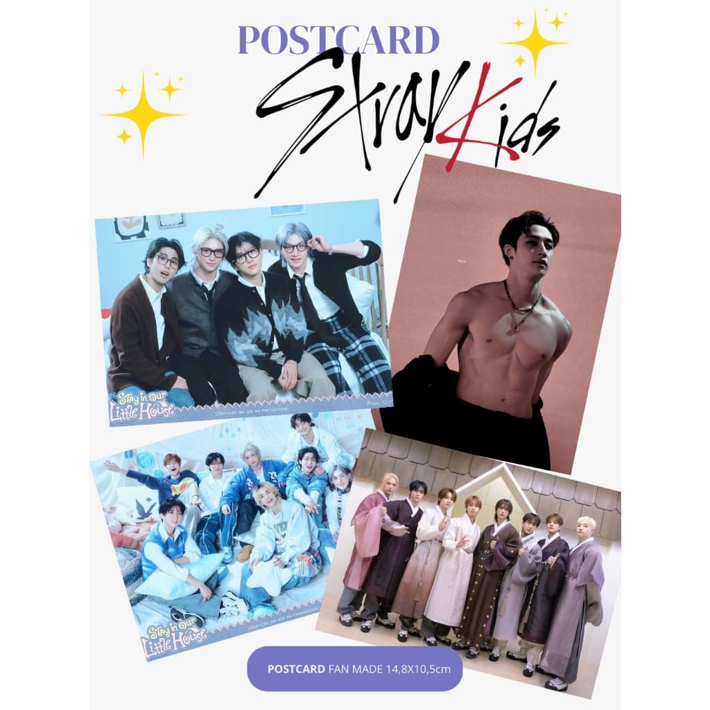 Postcards Stray Kids Fanmade – Stay in Our Little House | 14,8x10,5cm | Alta Qualidade