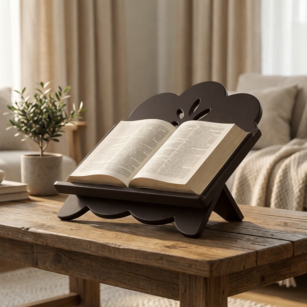 Suporte Mesa Porta Bíblia ou Livro Mdf Vintage (Marrom Imbuia) 31x27