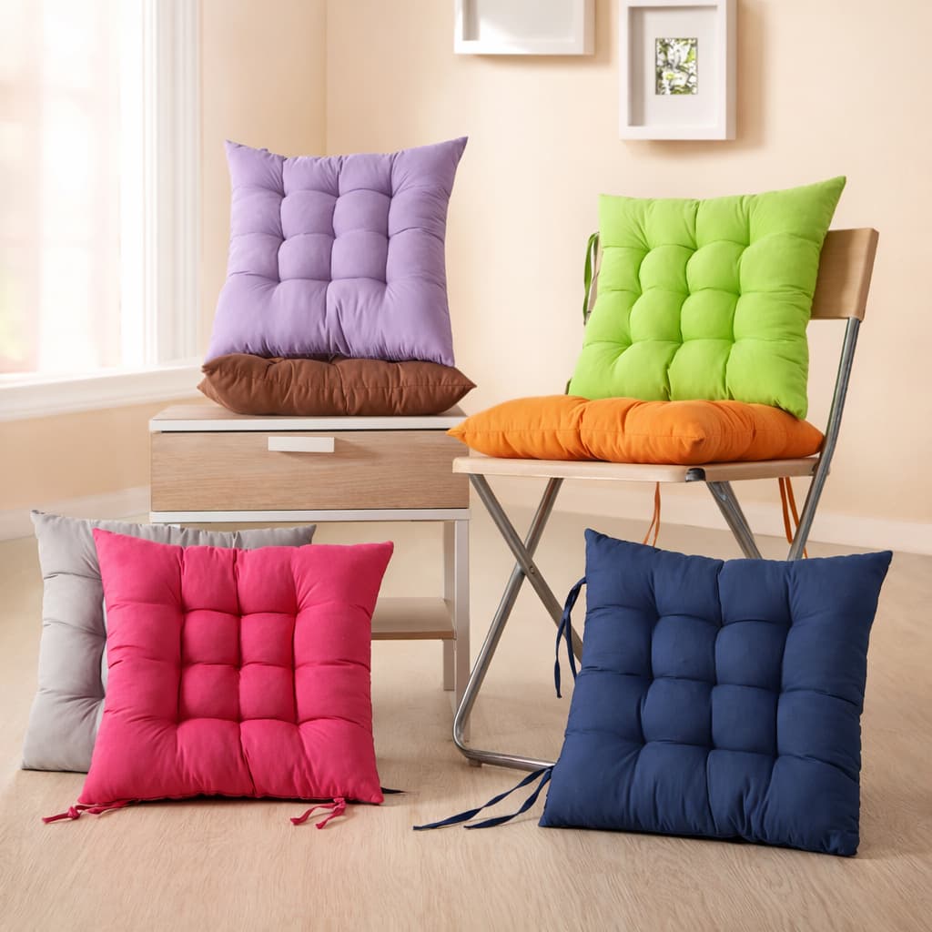 Kit 4 Almofadas para Cadeira Futon 40x40 com Amarração Assento Macio Oxford Cozinha Sala