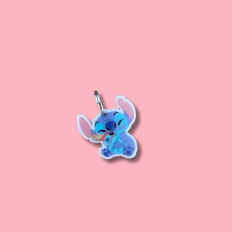 Tag de Identificação Pet STITCH Personalizada | Plaquinha para Cachorro e Gato com Nome e Telefone