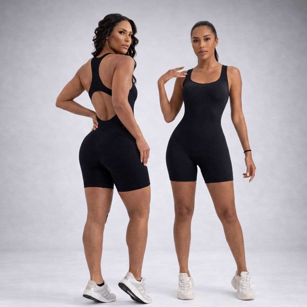 Macaquinho Fitness Canelado Macacão Academia Premium Sem Costura Zero Transparencia Moda Treino