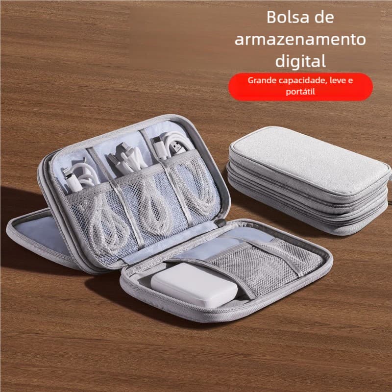 Necessaire organizadora bolsa portatil celular cabos fios armanazamento