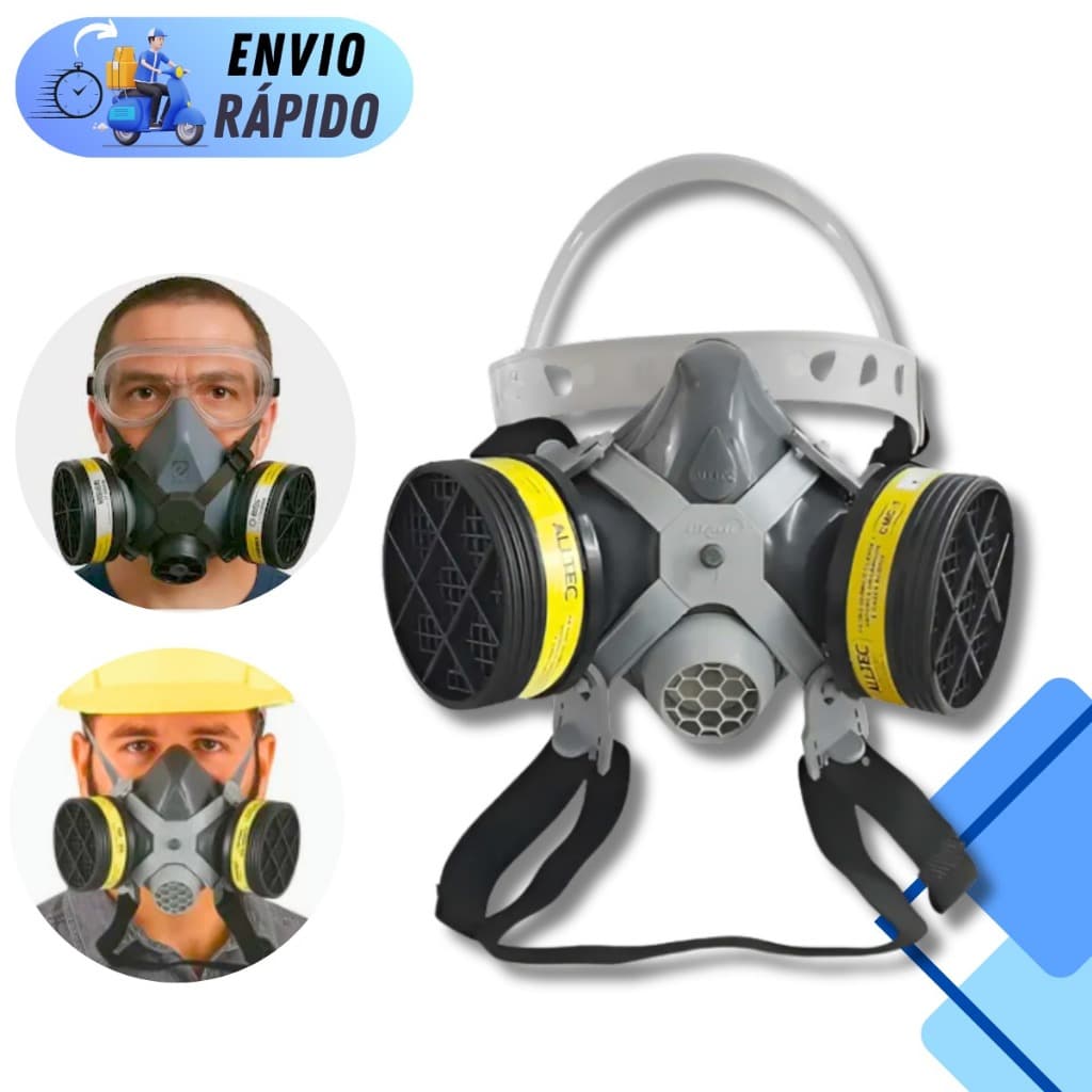 MASCARA RESPIRADOR 2002 + 2 FILTROS ALLTEC MASTT COM FILTROS VO+GA PARA PINTOR MARCENEIRO RESINA PÓ