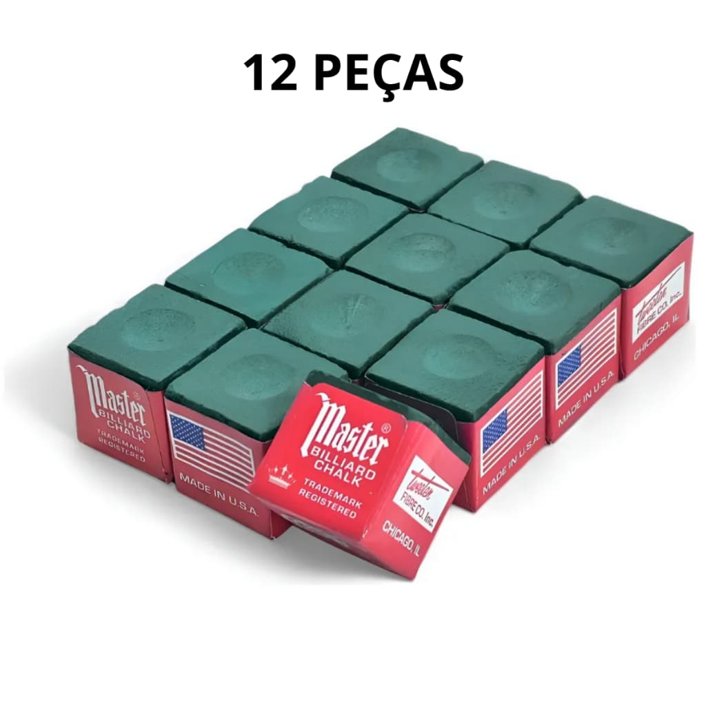 Giz Verde de Sinuca Profissional Master 12 unidades para Taco de Sinuca Original
