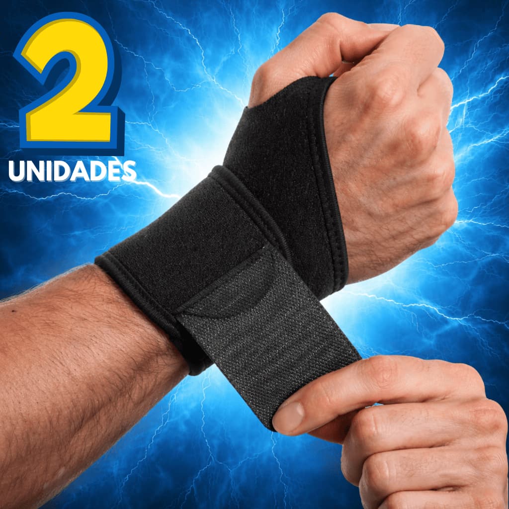 Kit 2 Munhequeira Alta Compressão Ajustável Neoprene Alivio Dor Proteção Punho Pulso Academia